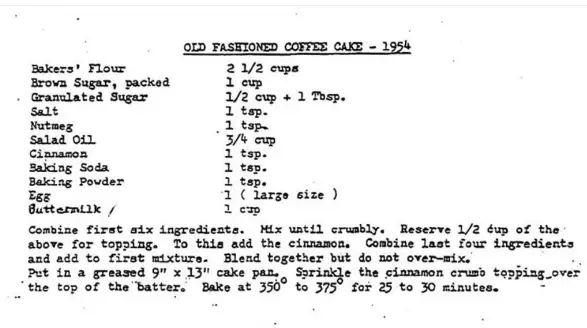 1954 LAUSD Old Fasioned Coffee Cake